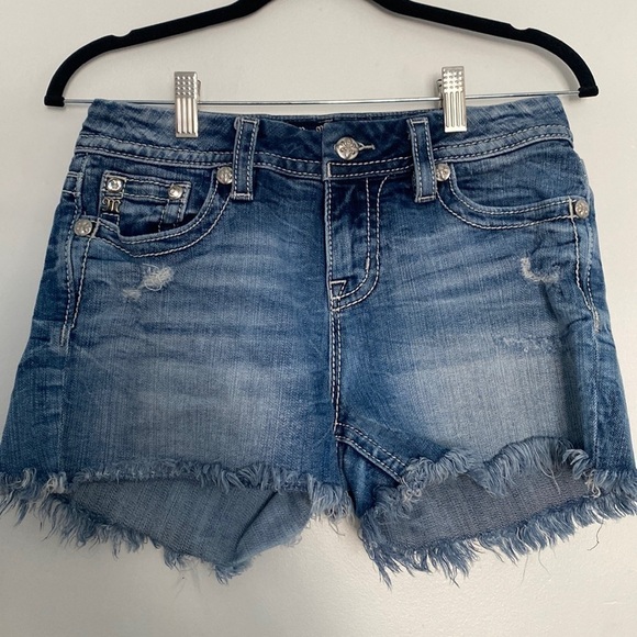 Miss Me Signature Denim Jean Cut Off Distressed Mini Jean Shorts size 27 - Picture 1 of 5